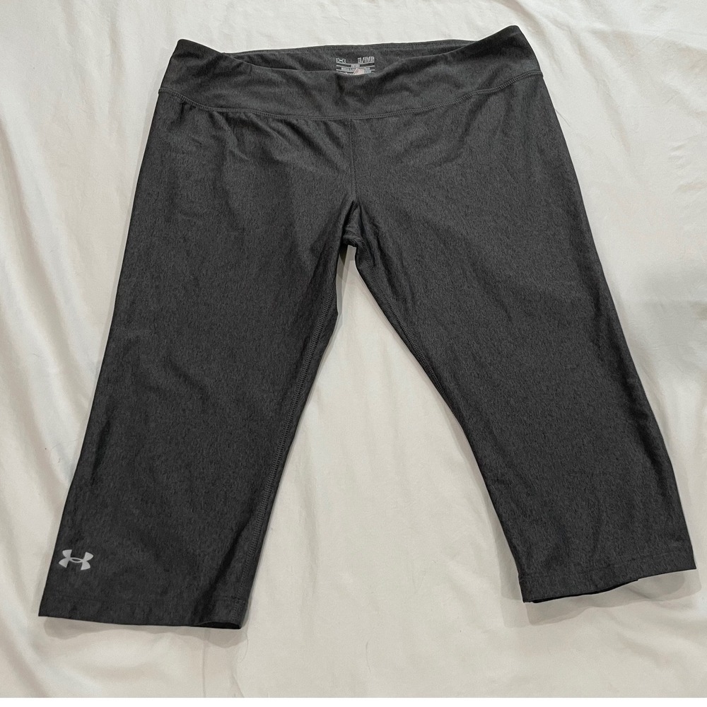 Under Armour HeatGear Fitted Cropped Leggings Charcoal Gray Heather Womens XL